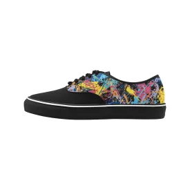 Women's Big Size Partial Multicolored Paint Splatter Print Canvas Low Top Shoes